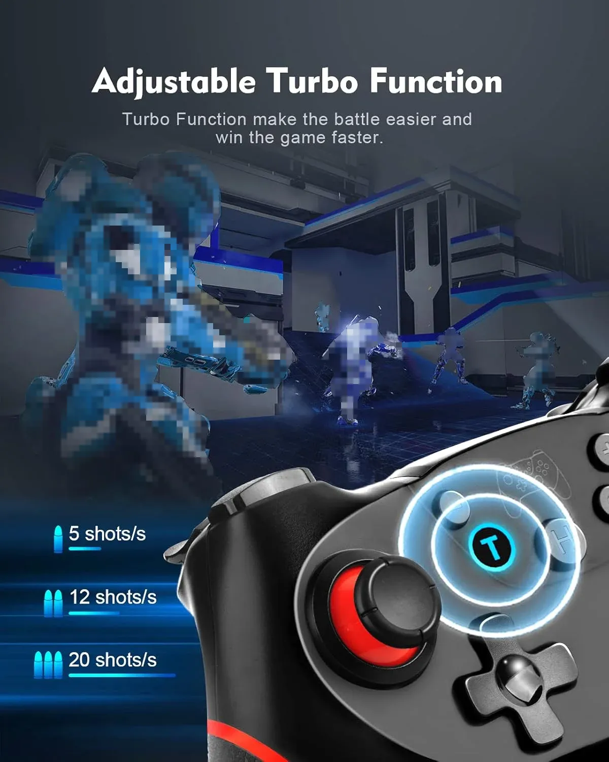 Manette de jeu sans fil STORM WYRM avec fonctions Turbo et double vibration réglable pour Switch / Switch Lite / Switch OLED 3