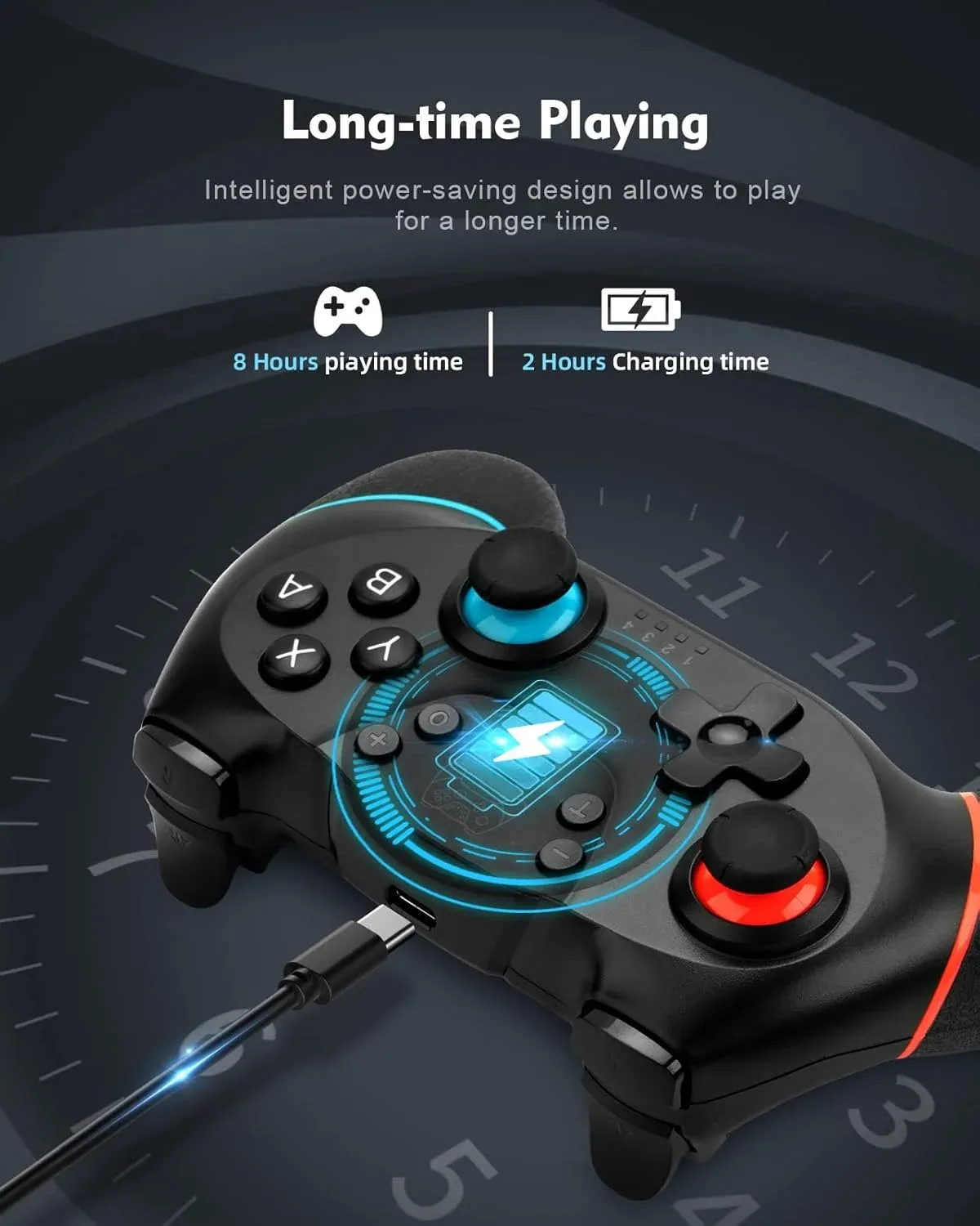 Manette de jeu sans fil STORM WYRM avec fonctions Turbo et double vibration réglable pour Switch / Switch Lite / Switch OLED 4