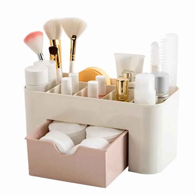 Boîte de rangement pour maquillage avec tiroir, organisateur acrylique pour cotons-tiges, rouge à lèvres et pinceaux 5