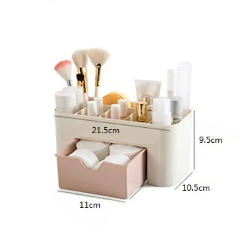 Boîte de rangement pour maquillage avec tiroir, organisateur acrylique pour cotons-tiges, rouge à lèvres et pinceaux 6