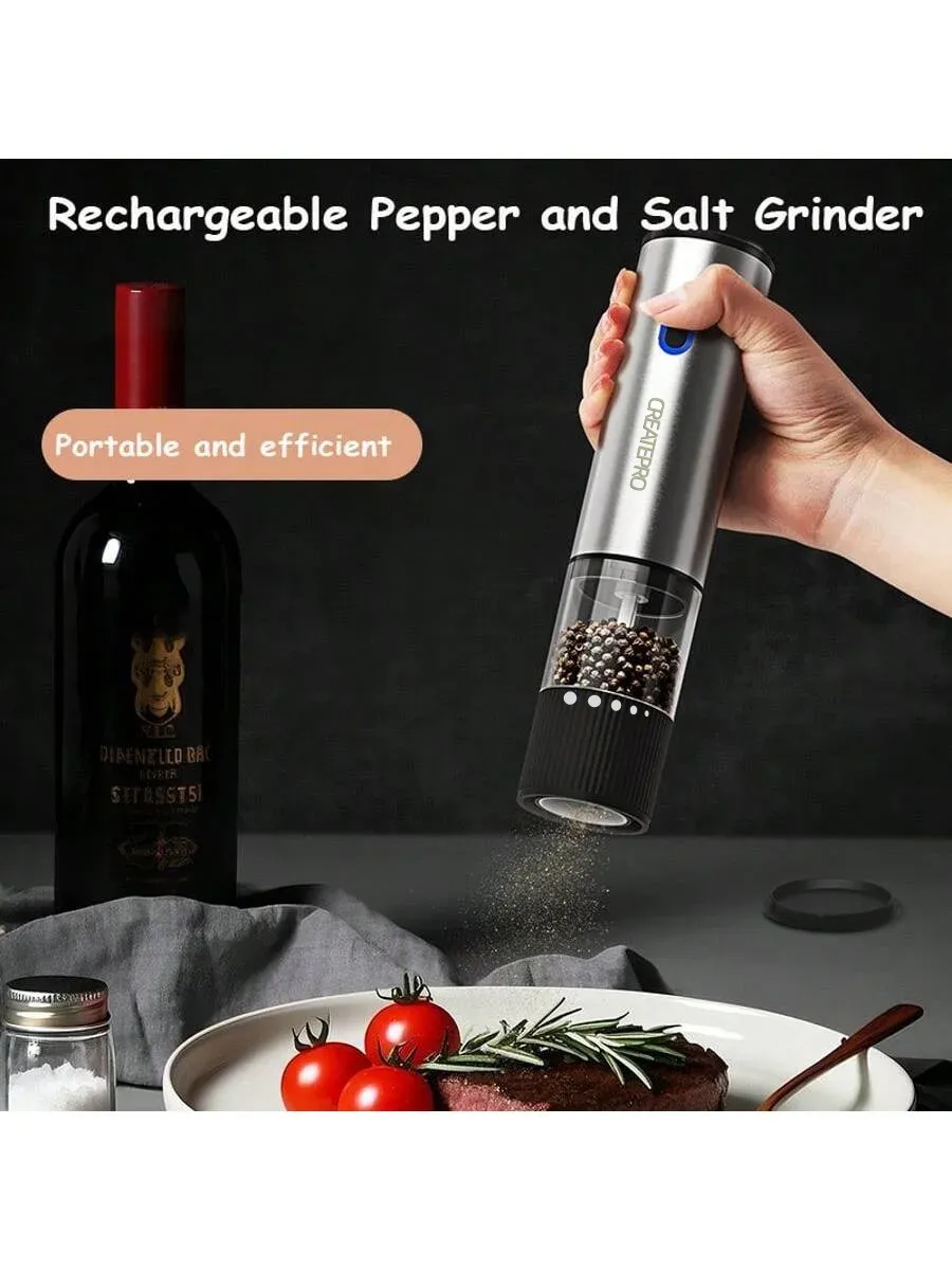 Moulin à sel et à poivre électrique automatique, rechargeable, à mouture réglable, ustensile de cuisine 2