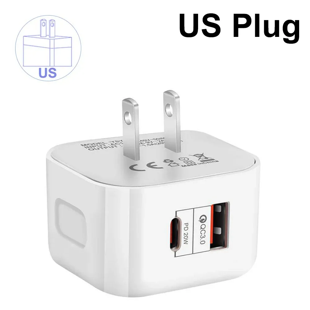 Chargeur mural USB-C PD à double port 20 W, adaptateur secteur à charge rapide 8