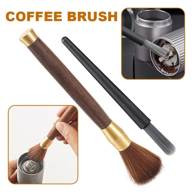 Ensemble de brosses à café avec manche en bois ABS, brosse pour moulin à café et brosse à expresso pour éliminer les résidus de café