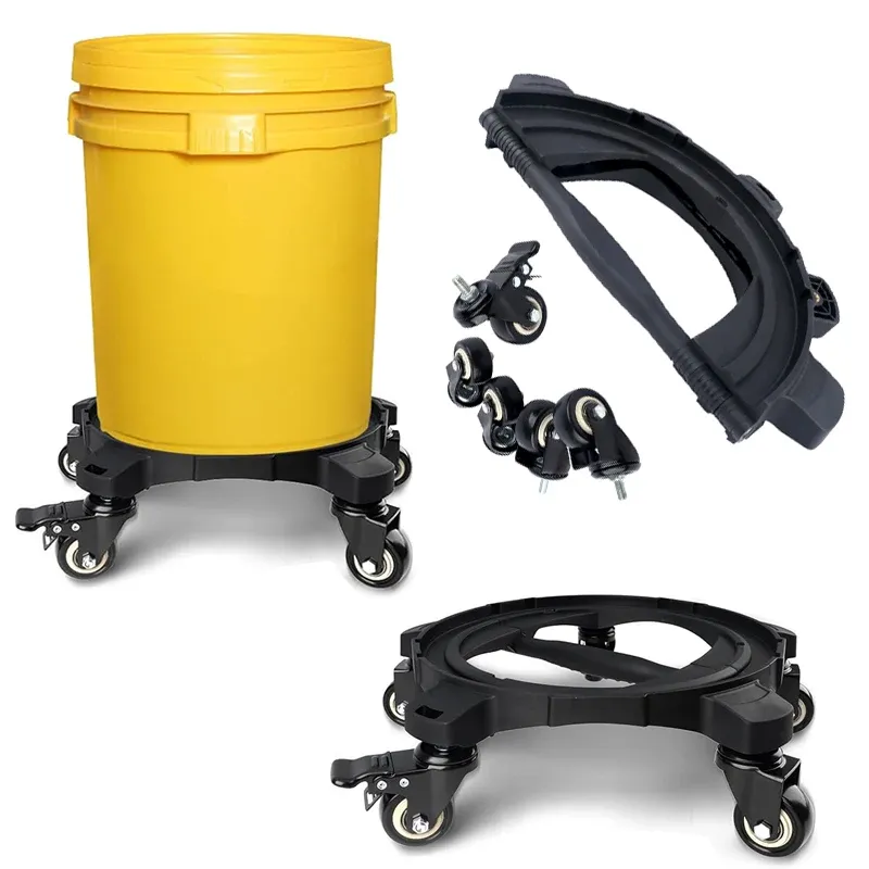 Chariot pliable pour seau de 5 gallons avec roulettes pivotantes à 360° – Seau de lavage de voiture pliable à roulettes avec organisateur – Rangement facile et portable - Image 1
