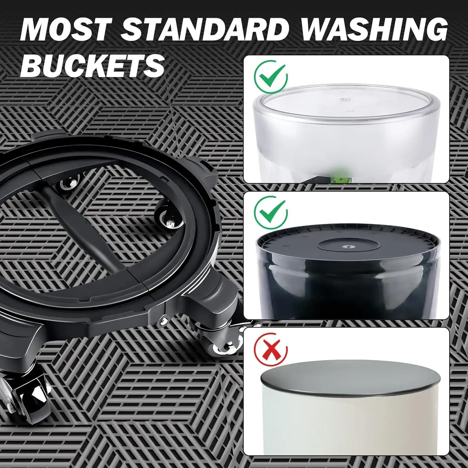 Chariot pliable pour seau de 5 gallons avec roulettes pivotantes à 360° – Seau de lavage de voiture pliable à roulettes avec organisateur – Rangement facile et portable 6