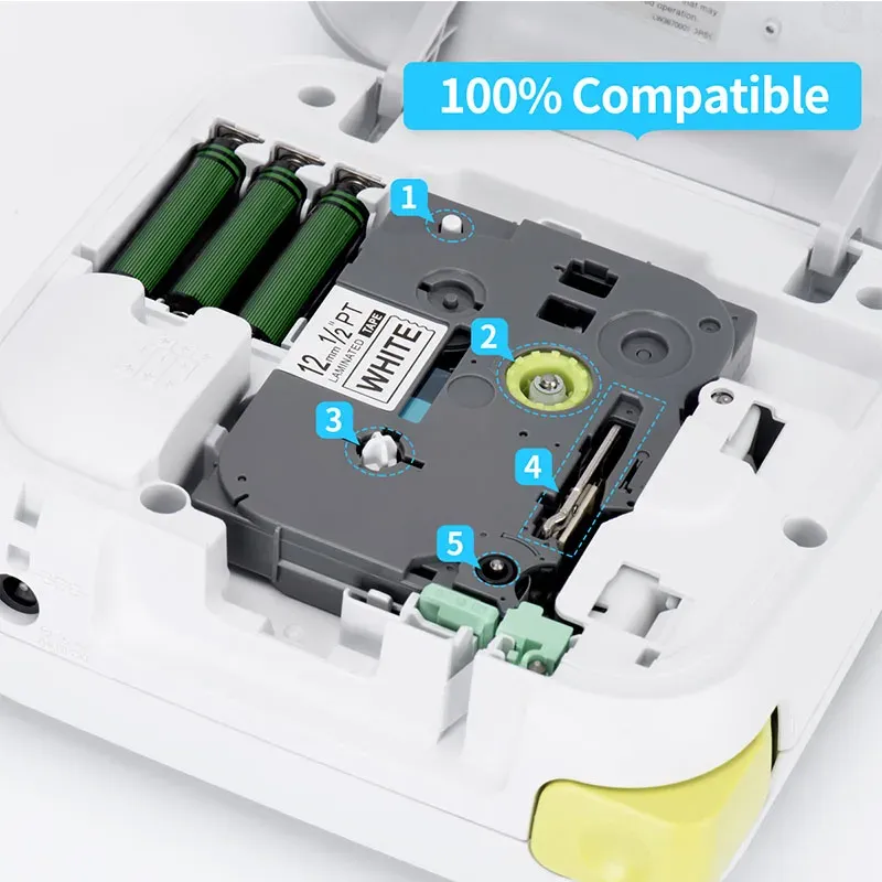 Ruban laminé TZe 12 mm compatible Brother TZe-231, TZe-335, TZe-631, TZe-131, MQP35 pour étiqueteuse P-touch PT-H110, D600, 710BT 3