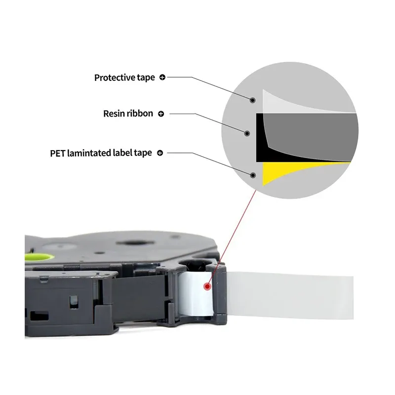Ruban laminé TZe 12 mm compatible Brother TZe-231, TZe-335, TZe-631, TZe-131, MQP35 pour étiqueteuse P-touch PT-H110, D600, 710BT 5