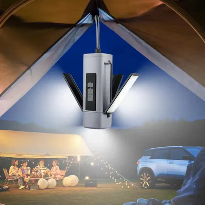 Lanterne de camping pliable et rechargeable avec crochet suspendu et affichage de l'autonomie 4