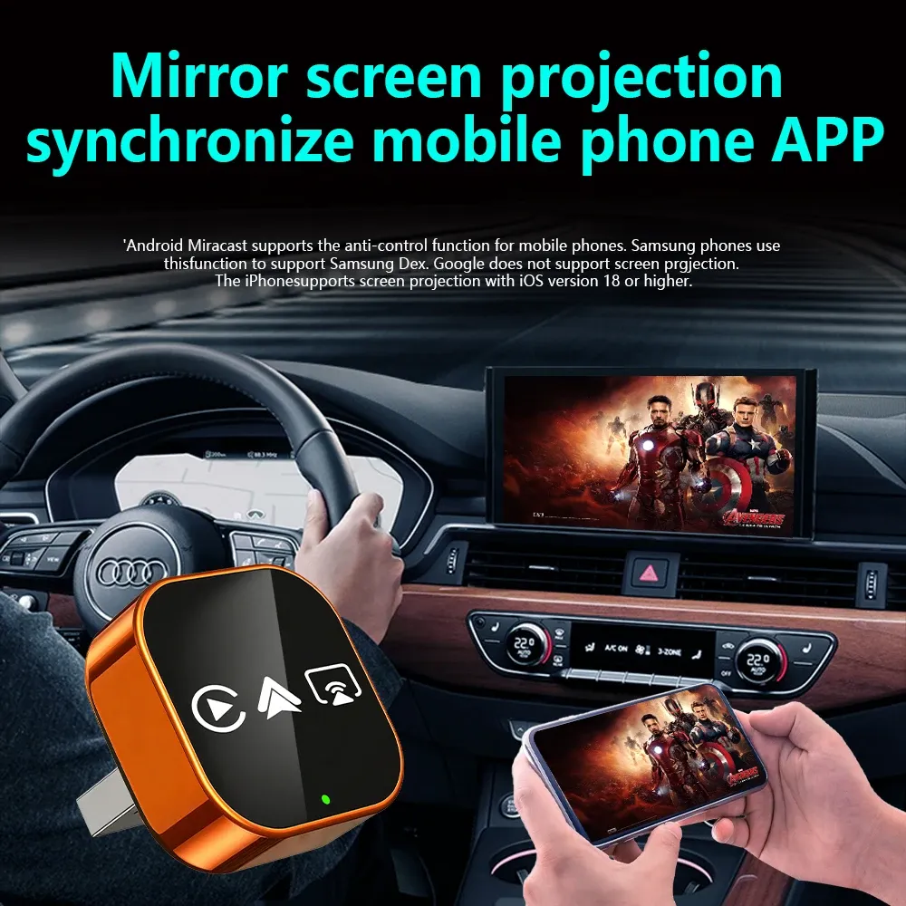 Adaptateur CarPlay Sans Fil 4-en-1 2026 : Compatible Android Auto, Mirror Link et Connexion WiFi Automatique 5