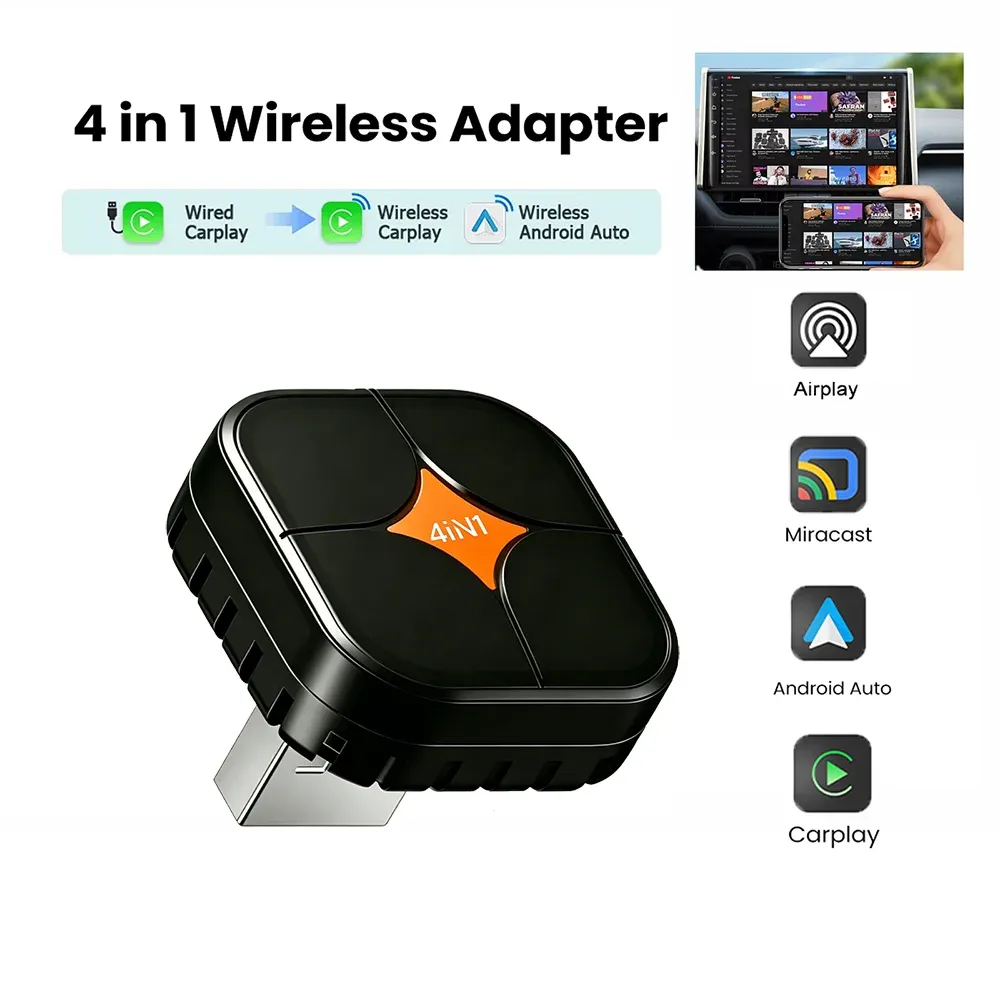 Adaptateur CarPlay Sans Fil 4-en-1 2026 : Compatible Android Auto, Mirror Link et Connexion WiFi Automatique 11