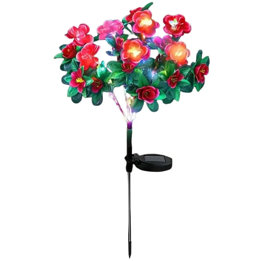 Lampe solaire LED étanche à fleurs d'azalée pour jardin et extérieur 10
