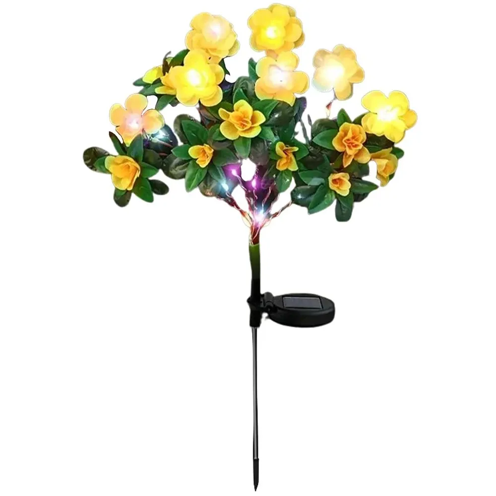 Lampe solaire LED étanche à fleurs d'azalée pour jardin et extérieur 8