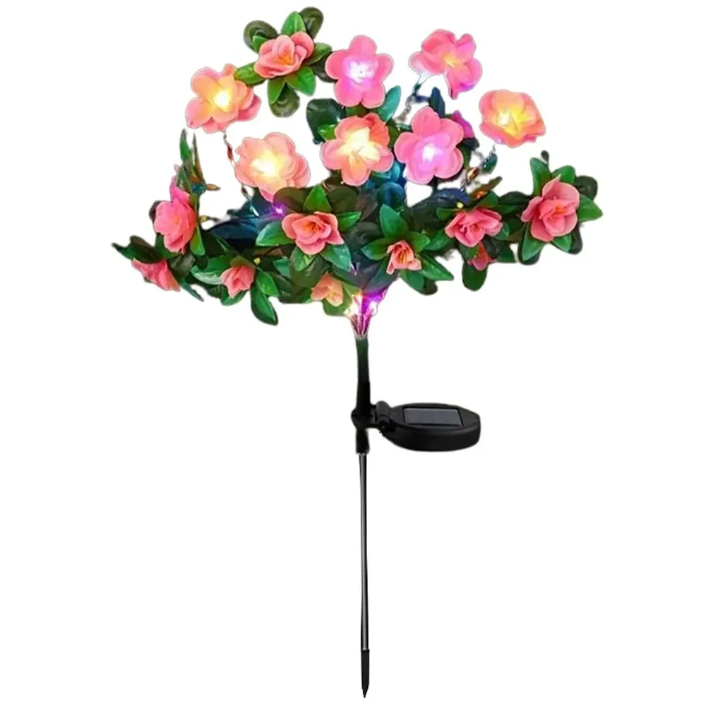 Lampe solaire LED étanche à fleurs d'azalée pour jardin et extérieur 7