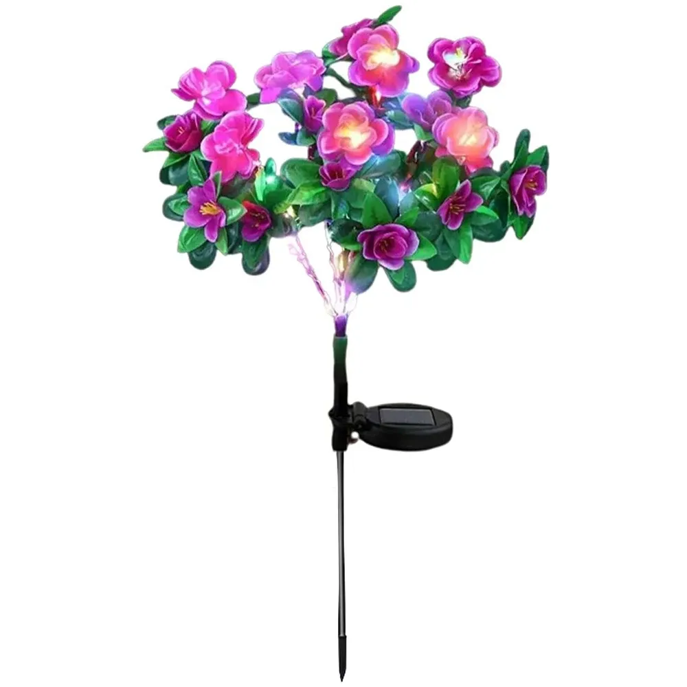 Lampe solaire LED étanche à fleurs d'azalée pour jardin et extérieur 9