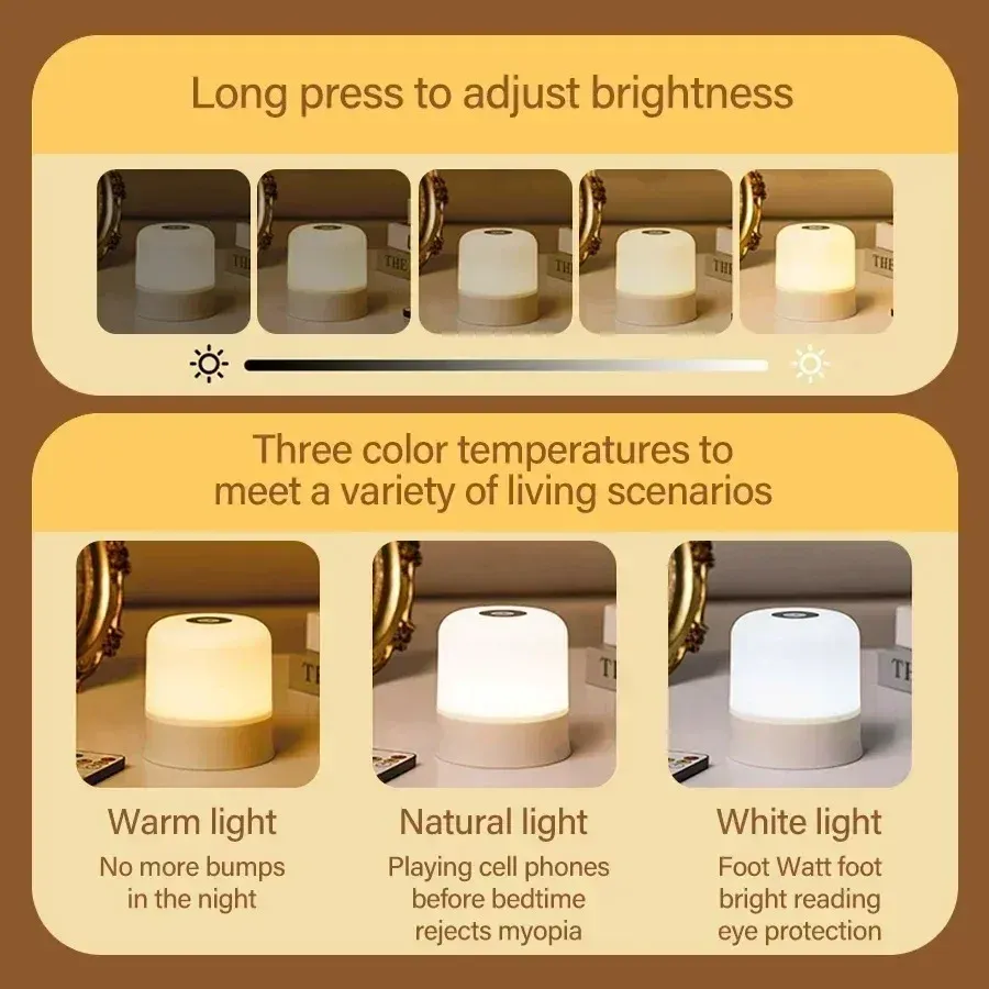 Lampe de nuit tactile GGbingo rechargeable avec télécommande, lampe RGB à intensité variable 6
