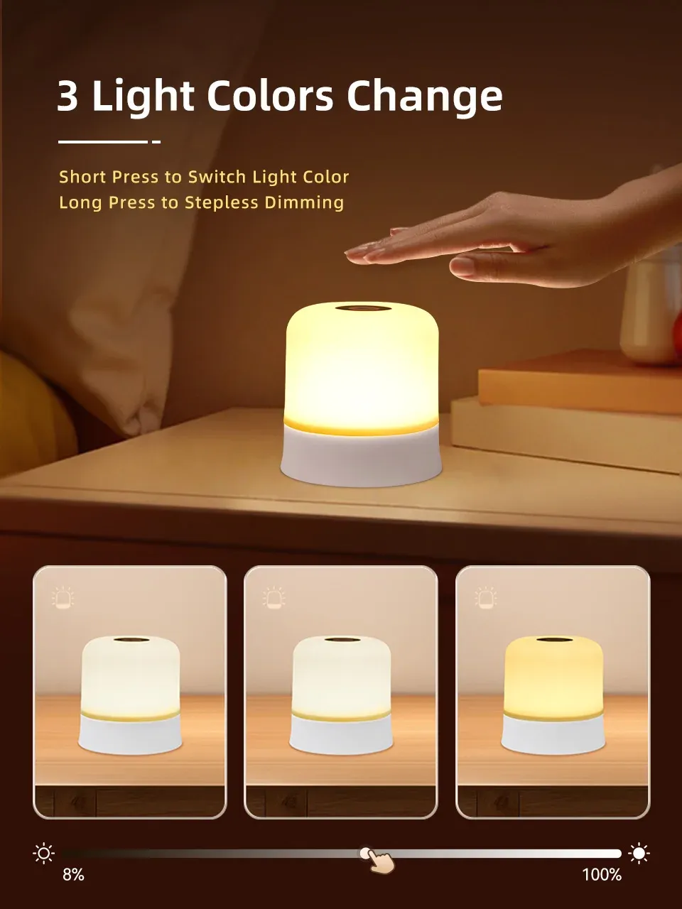 Lampe de nuit tactile GGbingo, ambiance chambre