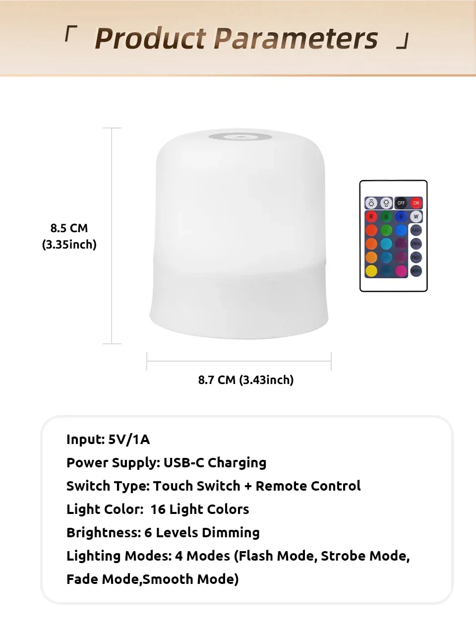 Lampe de nuit tactile GGbingo, finition élégante