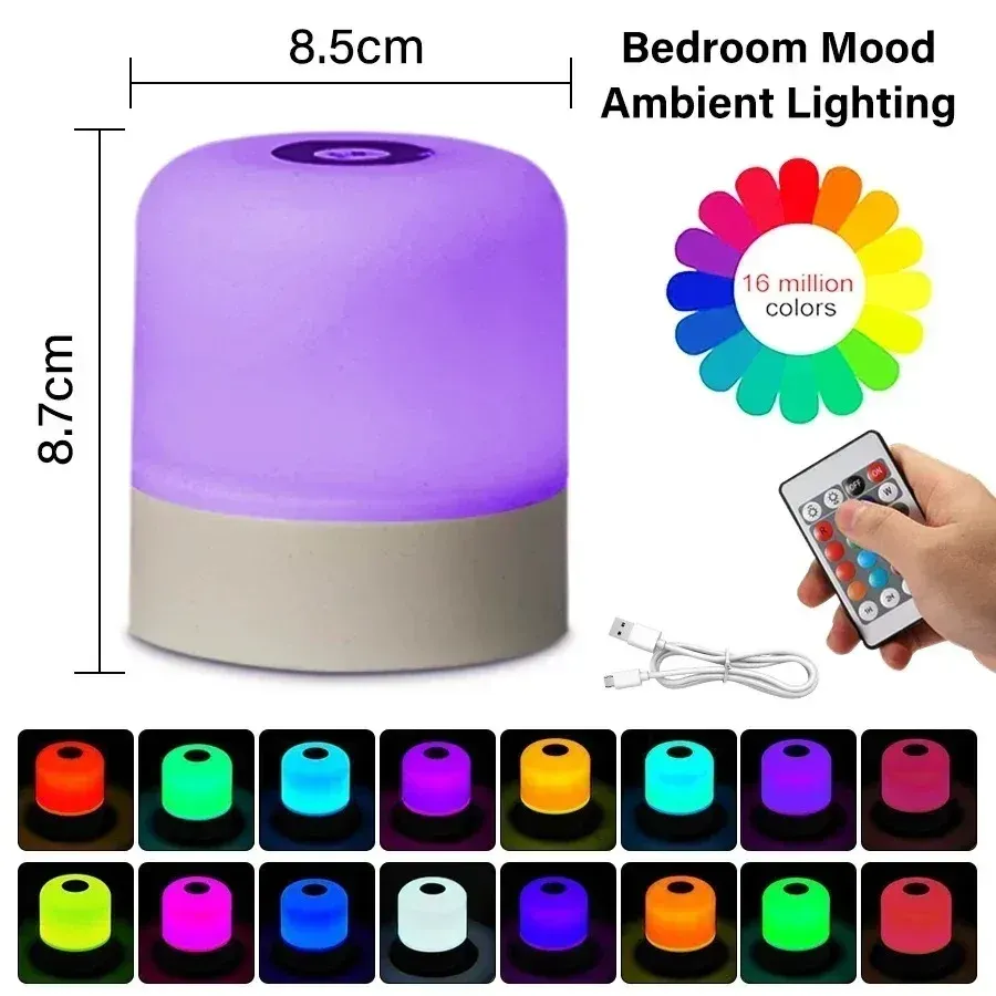 Lampe de nuit tactile GGbingo rechargeable avec télécommande, lampe RGB à intensité variable 8