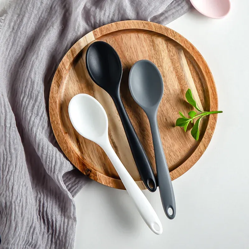 Lot de 3 cuillères de cuisine en silicone pour mélanger et servir 2