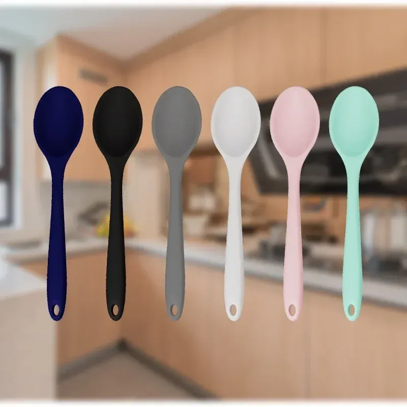Lot de 3 cuillères de cuisine en silicone pour mélanger et servir 4