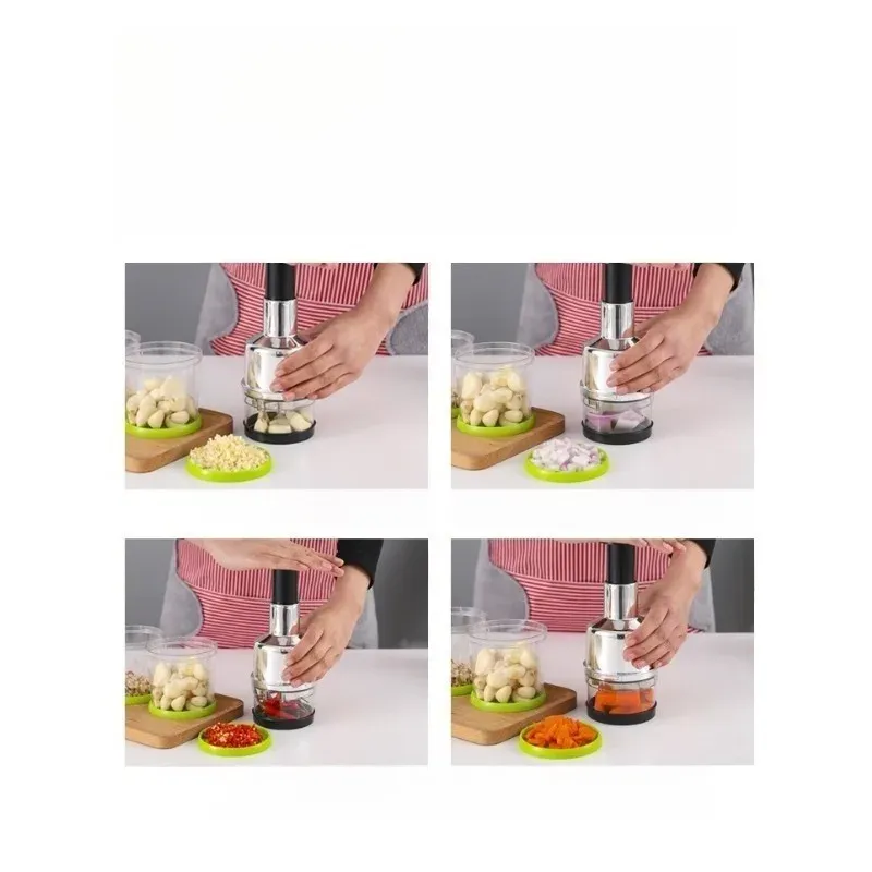 Presse-ail manuel vertical en acier inoxydable 304 pour oignon, noix et légumes, avec outil de rangement 5