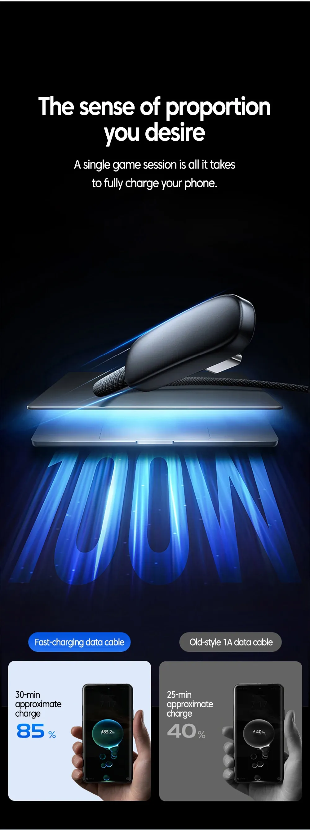 Détail de la finition du câble USB-C