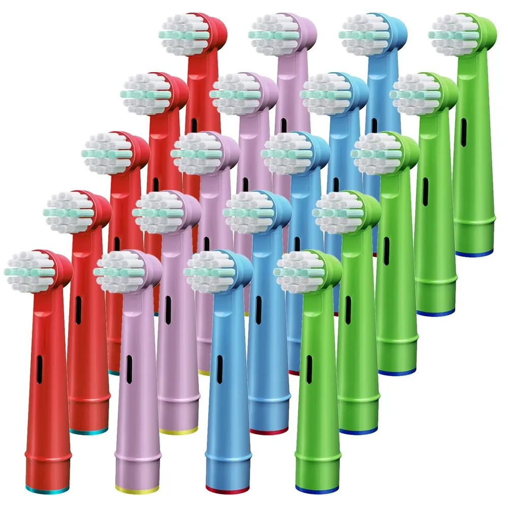 Brossettes de rechange pour brosse à dents électrique, compatibles Oral-B Braun pour enfants, poils souples et petites têtes pour dents sensibles - Image 1