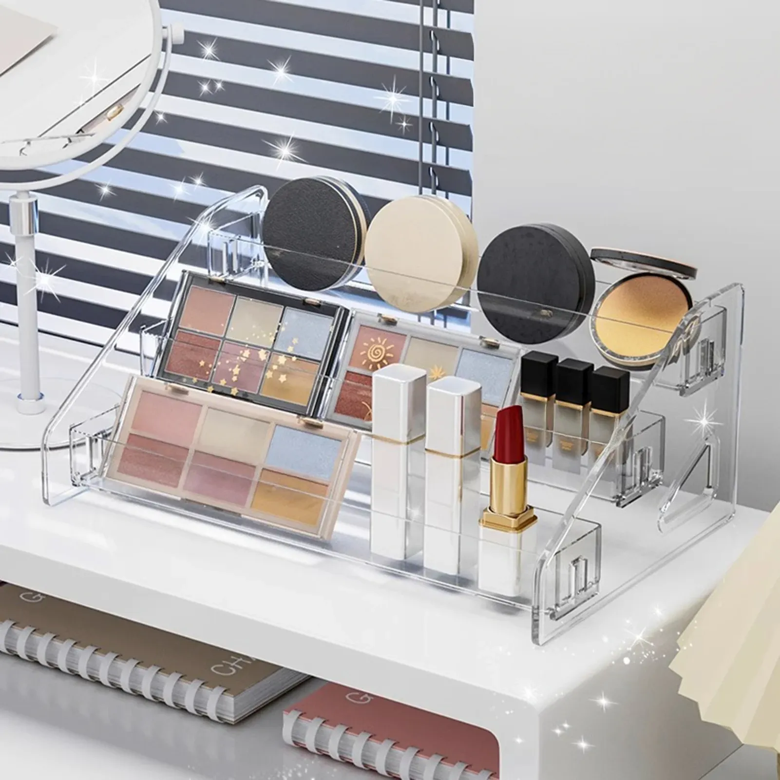 Organisateur de cosmétiques transparent à 3 à 7 niveaux, présentoir de maquillage pour pinceaux et rouges à lèvres 6