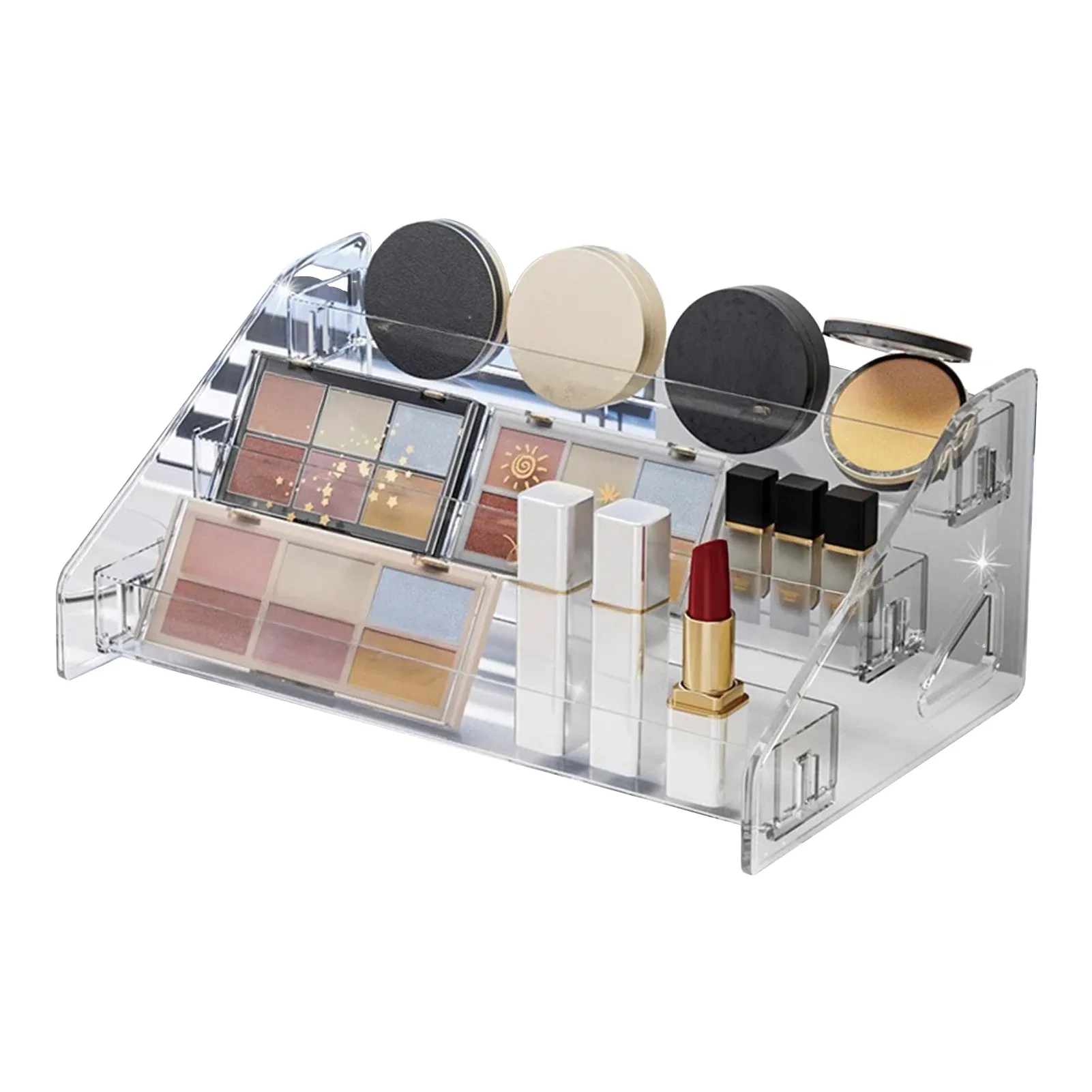 Organisateur de cosmétiques transparent à 3 à 7 niveaux, présentoir de maquillage pour pinceaux et rouges à lèvres 8