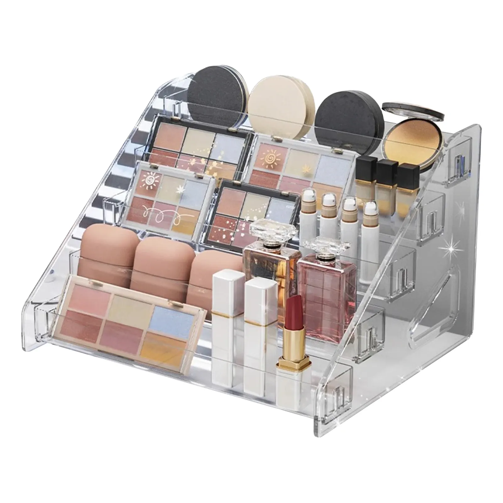 Organisateur de cosmétiques transparent à 3 à 7 niveaux, présentoir de maquillage pour pinceaux et rouges à lèvres 10
