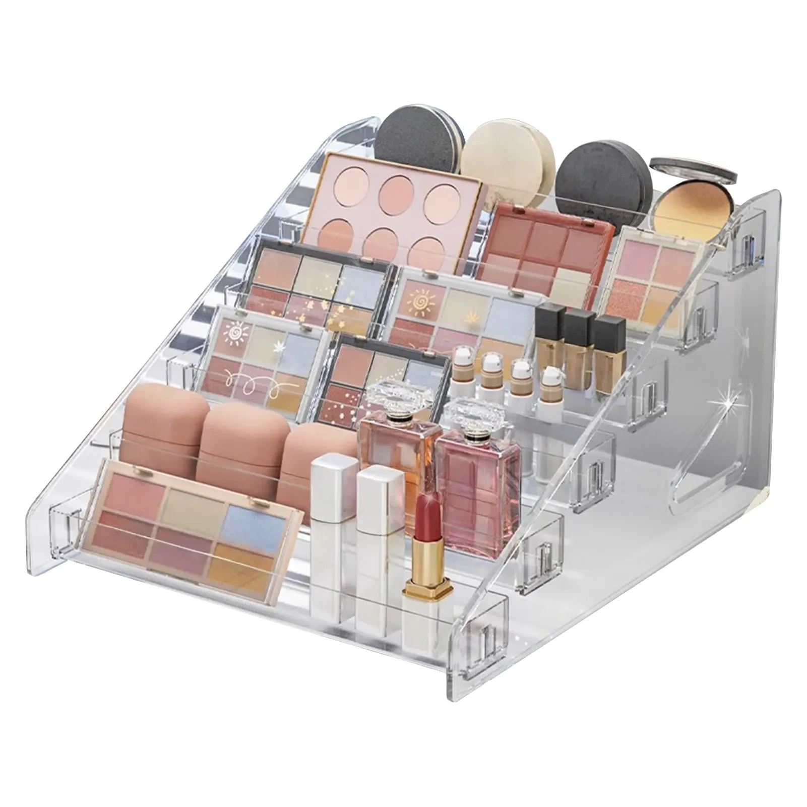 Organisateur de cosmétiques transparent à 3 à 7 niveaux, présentoir de maquillage pour pinceaux et rouges à lèvres 11