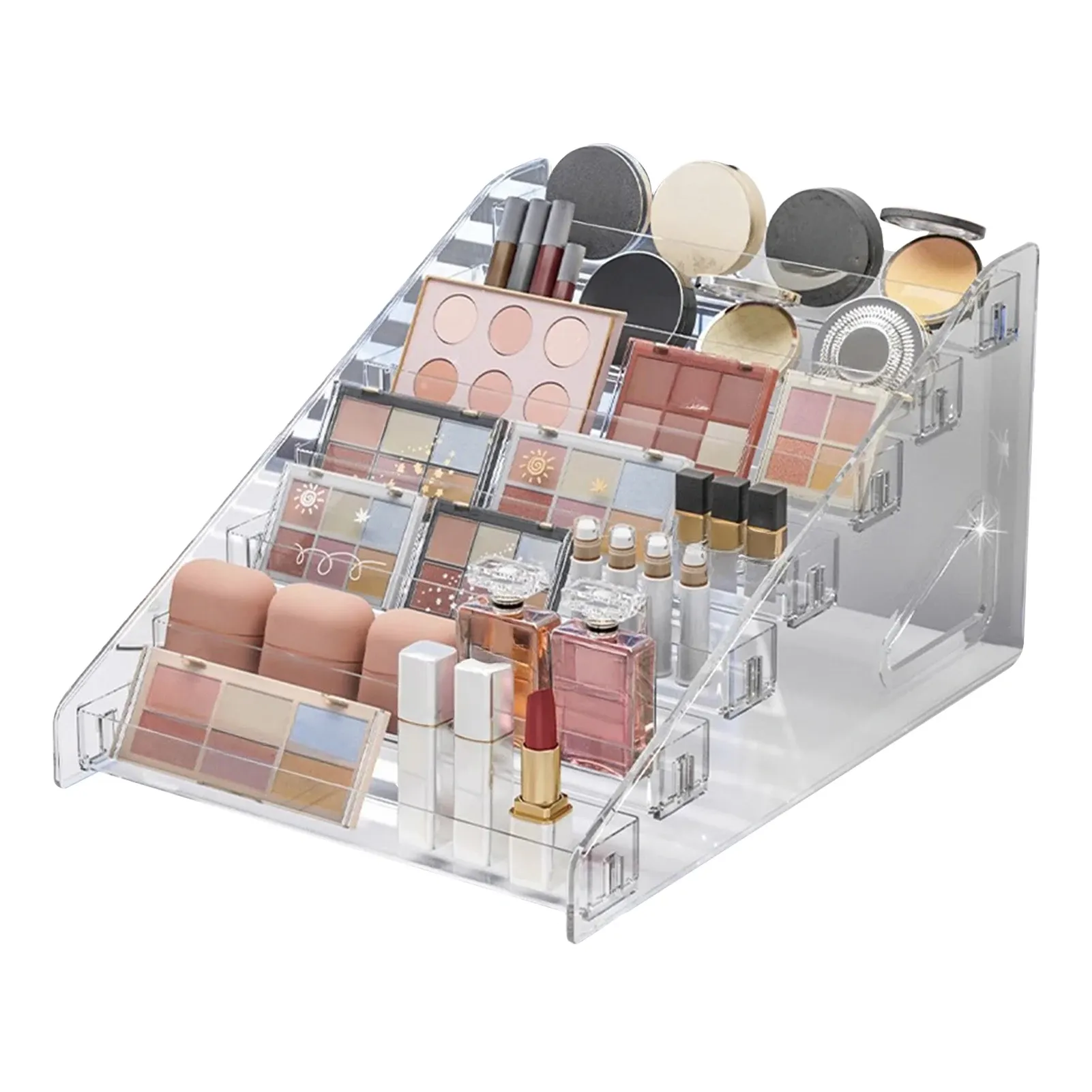 Organisateur de cosmétiques transparent à 3 à 7 niveaux, présentoir de maquillage pour pinceaux et rouges à lèvres 12
