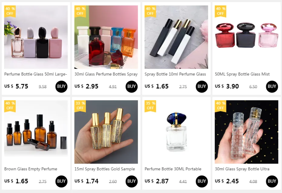 Flacon de parfum en verre à pulvérisateur argenté