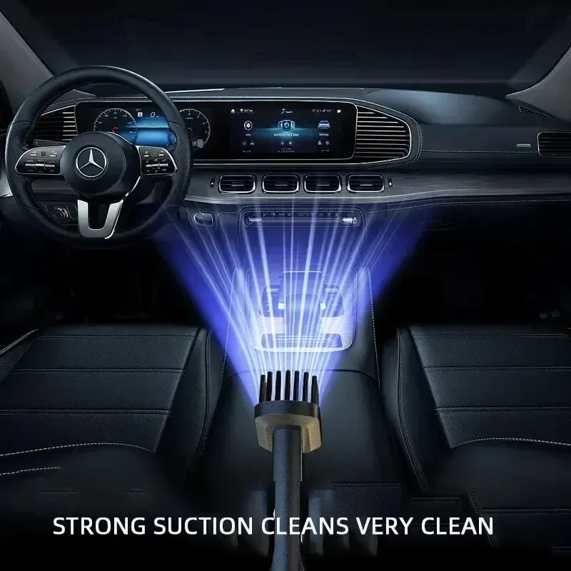 Aspirateur de voiture portable 120 W sans fil, rechargeable par USB, à forte aspiration pour voiture, maison, bureau et poils d'animaux 4