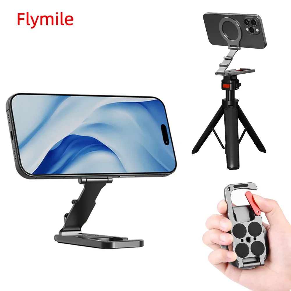 Support magnétique Flymile avec mousqueton pour iPhone 18 Pro Max, 17, 16 et 15, compatible trépied et MagSafe