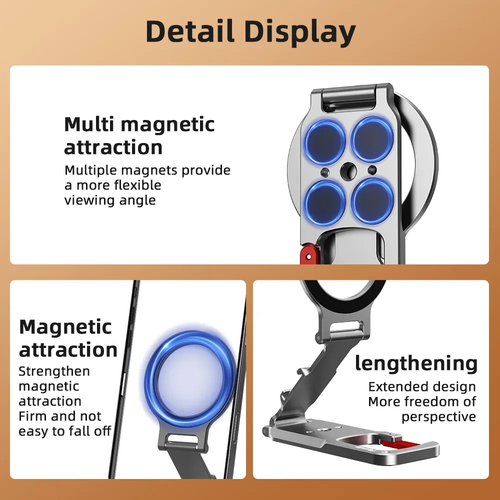 Support magnétique Flymile avec mousqueton pour iPhone 18 Pro Max, 17, 16 et 15, compatible trépied et MagSafe 6