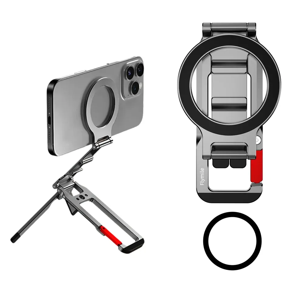 Support magnétique Flymile avec mousqueton pour iPhone 18 Pro Max, 17, 16 et 15, compatible trépied et MagSafe 7