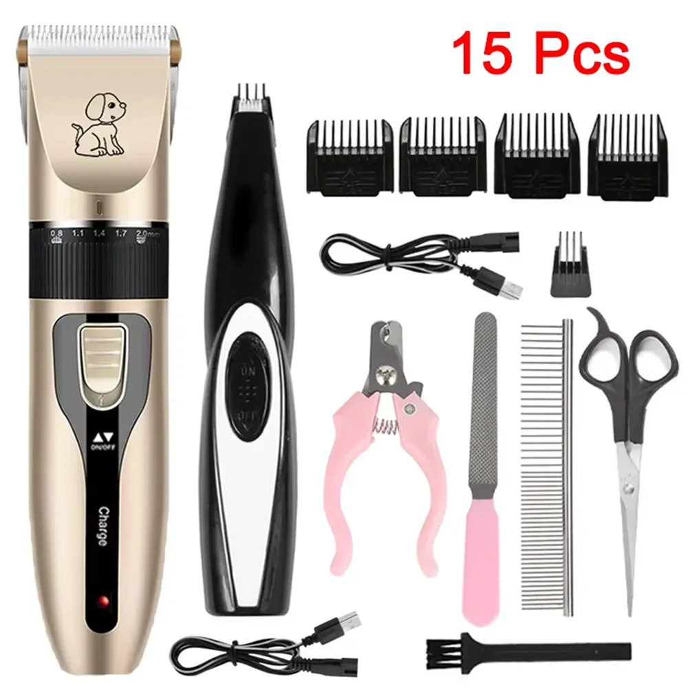 Tondeuse électrique pour animaux de compagnie, kit de toilettage professionnel rechargeable, avec rasoir, tondeuse silencieuse 10