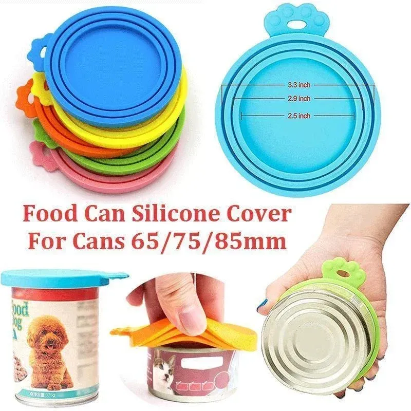 Couvercle en silicone réutilisable pour boîtes de nourriture pour animaux, lot de 18, couvercle d'étanchéité, accessoires pour chiens et chats, compatible avec les diamètres 6,5 cm, 7,5 cm et 8,5 cm, 3 en 1 - Image 1