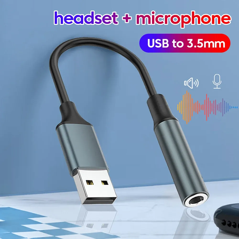 Adaptateur audio USB vers prise jack 3,5 mm pour casque et microphone, son stéréo externe pour PC et ordinateurs portables
