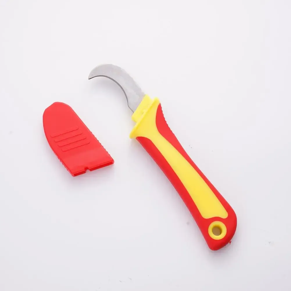 Couteau d'électricien isolé multifonction avec lame courbe et lame droite, dénudeur et coupe-câble 2