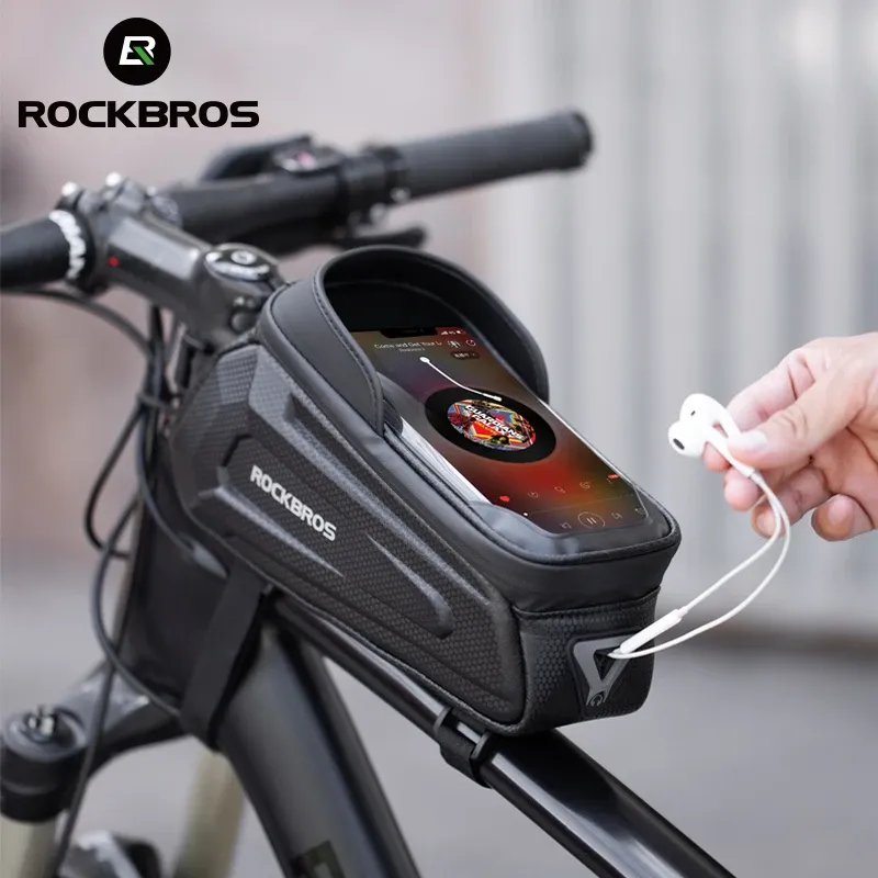 Sac de cadre étanche à écran tactile ROCKBROS pour vélo, compatible smartphone 6,5 pouces, fixation sur tube supérieur, idéal VTT et vélo de route - Image 1