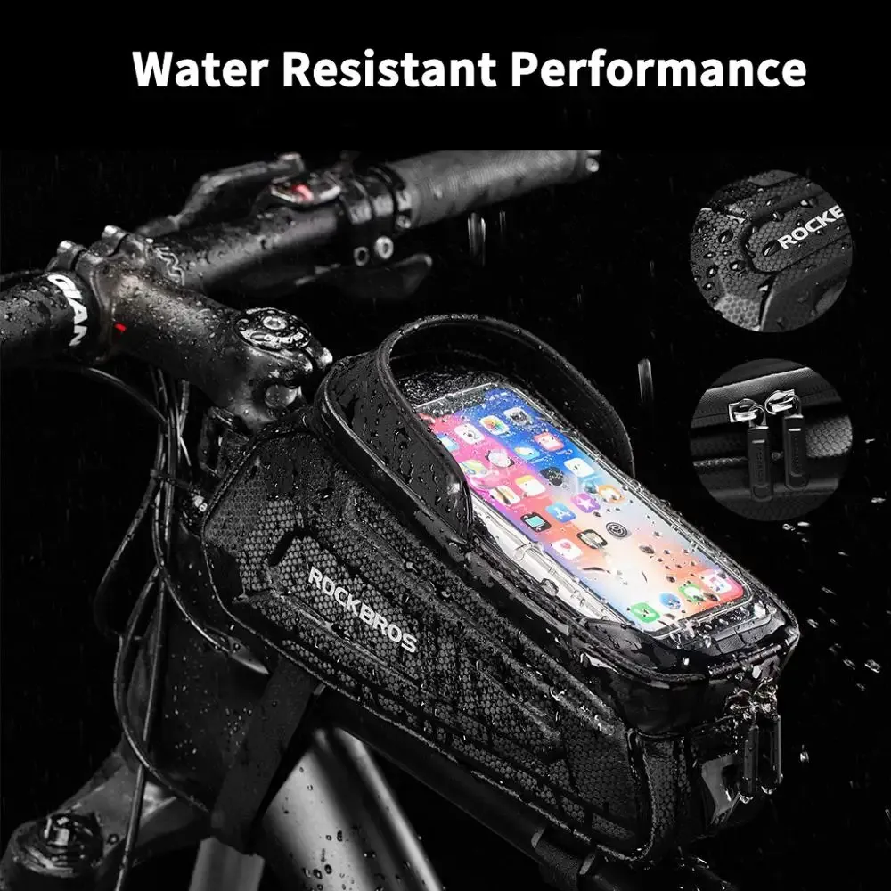 Sac de cadre étanche à écran tactile ROCKBROS pour vélo, compatible smartphone 6,5 pouces, fixation sur tube supérieur, idéal VTT et vélo de route 3