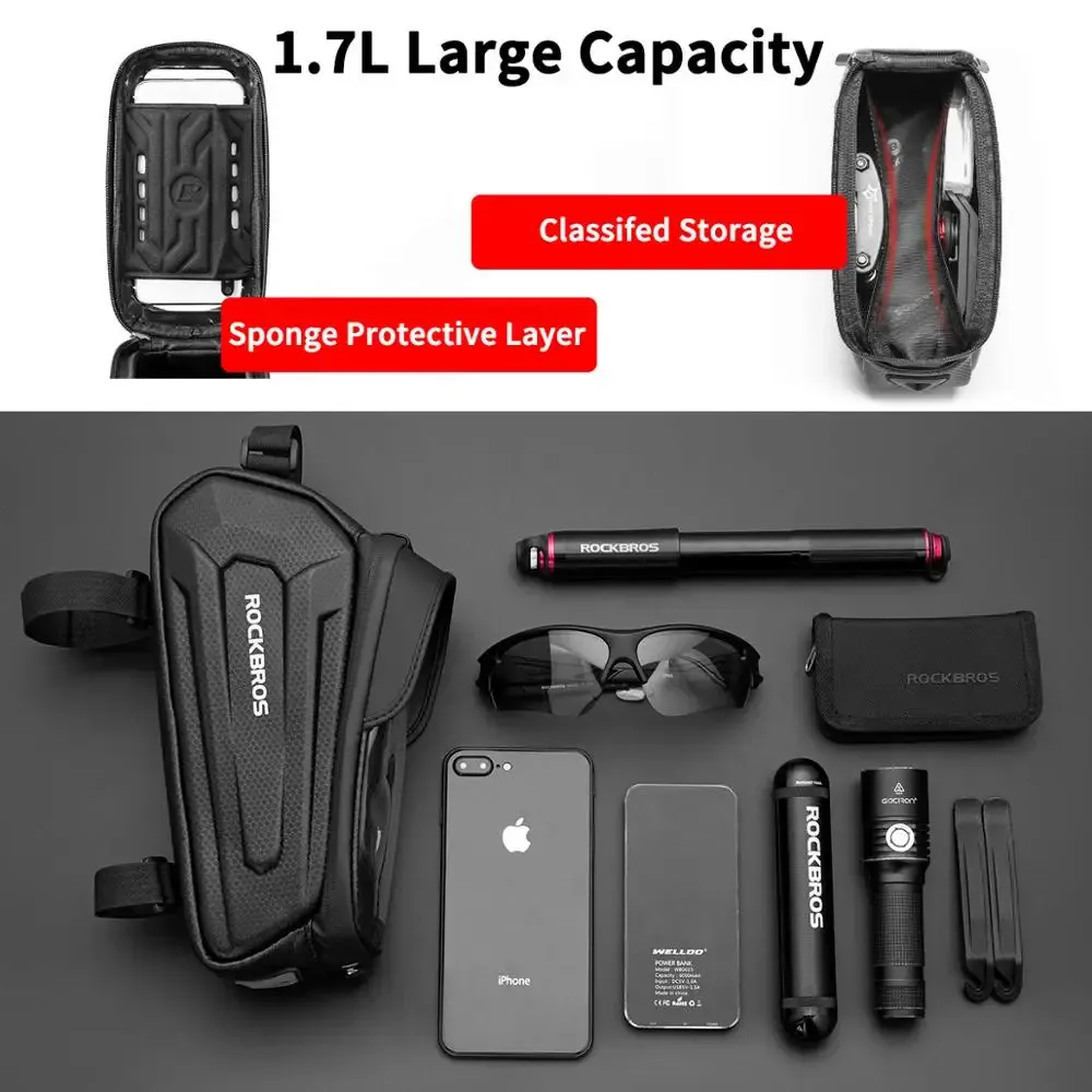 Sac de cadre étanche à écran tactile ROCKBROS pour vélo, compatible smartphone 6,5 pouces, fixation sur tube supérieur, idéal VTT et vélo de route 6
