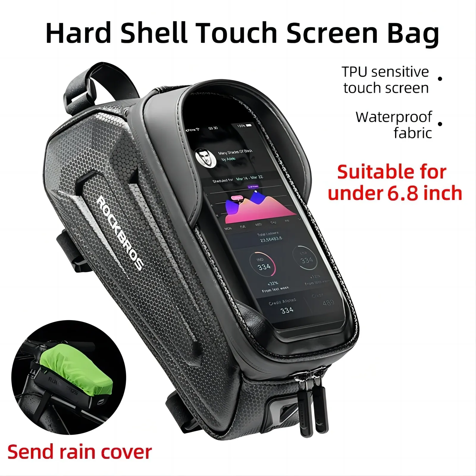 Sac de cadre étanche à écran tactile ROCKBROS pour vélo, compatible smartphone 6,5 pouces, fixation sur tube supérieur, idéal VTT et vélo de route 7