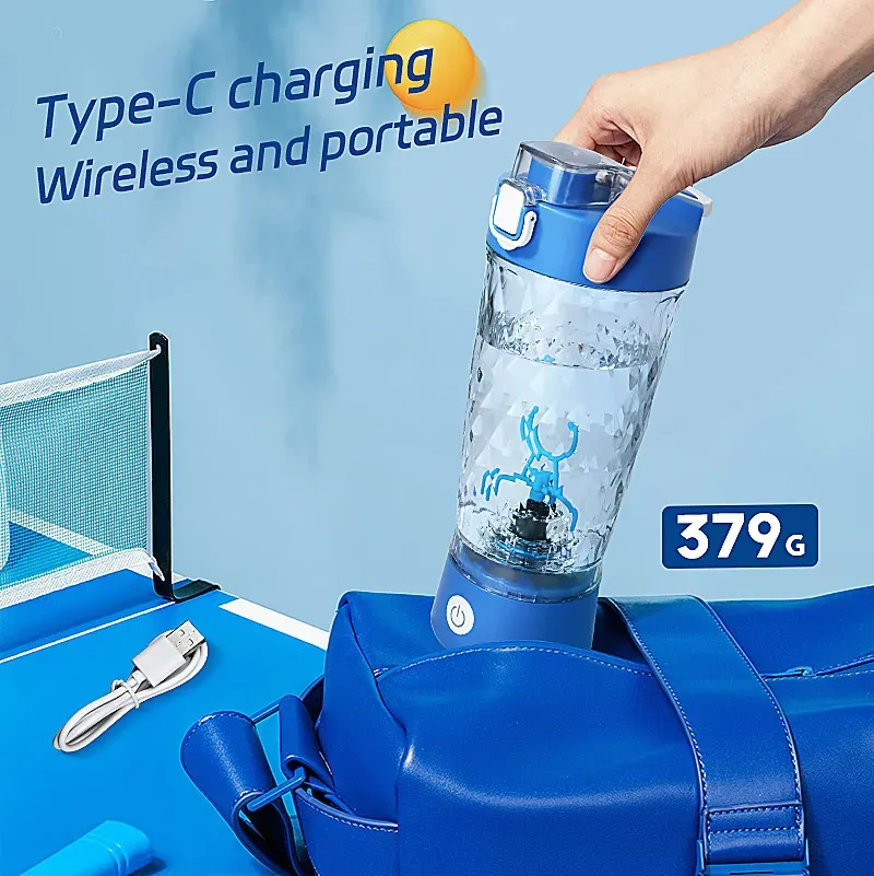 Shaker électrique automatique 650 ml pour protéines, mélangeur portable pour la salle de sport et l'extérieur 4