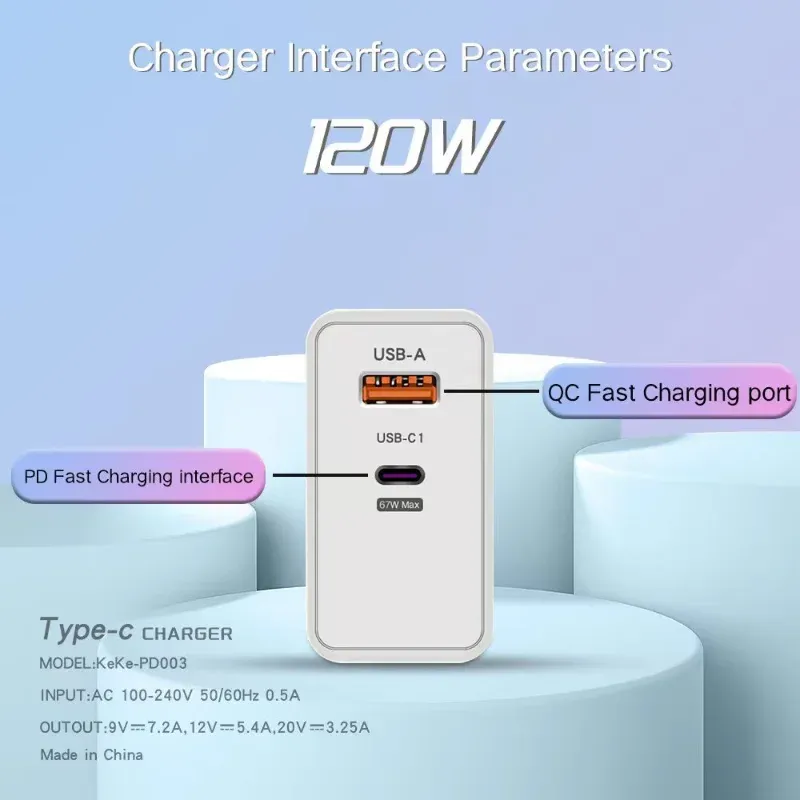 Chargeur Xiaomi d'origine 120 W à charge rapide HyperCharge, adaptateur secteur USB Type-C 6 A pour Xiaomi Ultra et Redmi 5
