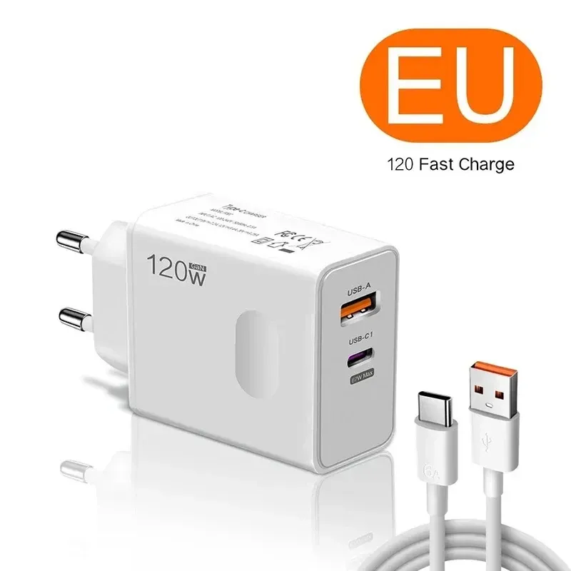 Chargeur Xiaomi d'origine 120 W à charge rapide HyperCharge, adaptateur secteur USB Type-C 6 A pour Xiaomi Ultra et Redmi 7