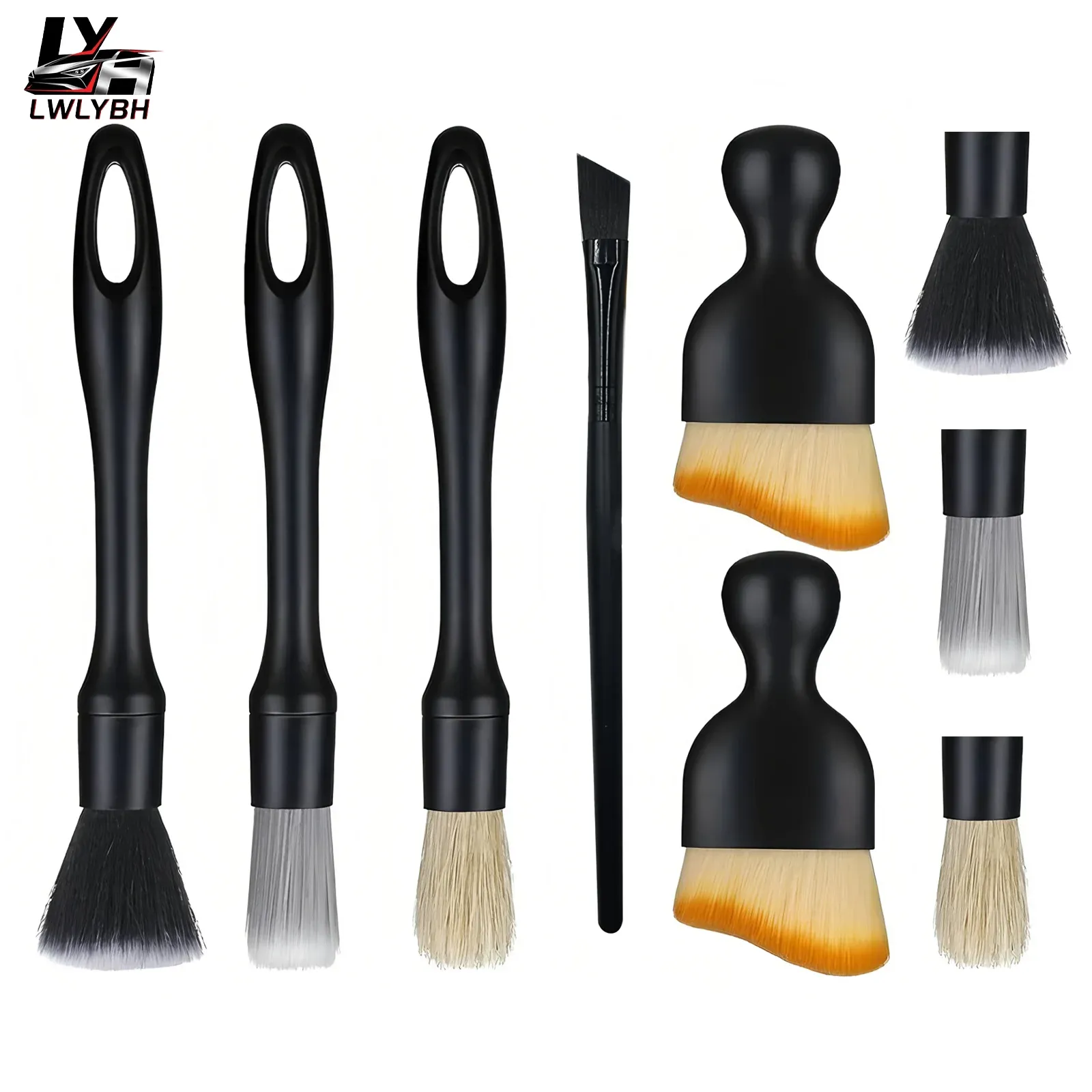 Kit de brosses de nettoyage automobile, brosse anti-poussière pour intérieur de voiture, brosse de balayage en microfibre pour véhicule, outils de nettoyage des jantes
