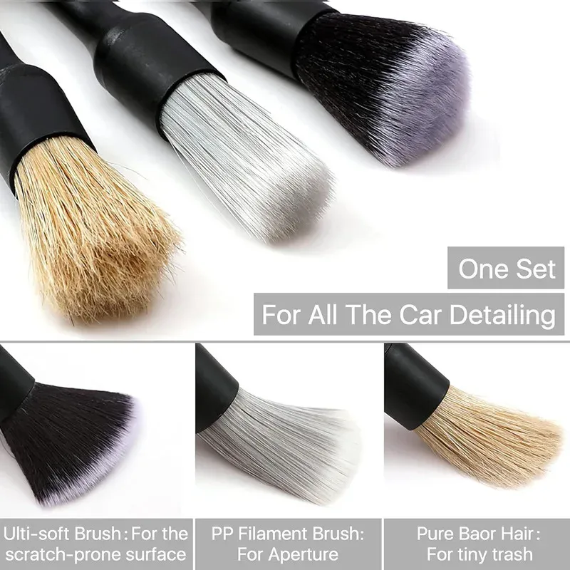 Kit de brosses de nettoyage automobile, brosse anti-poussière pour intérieur de voiture, brosse de balayage en microfibre pour véhicule, outils de nettoyage des jantes 6